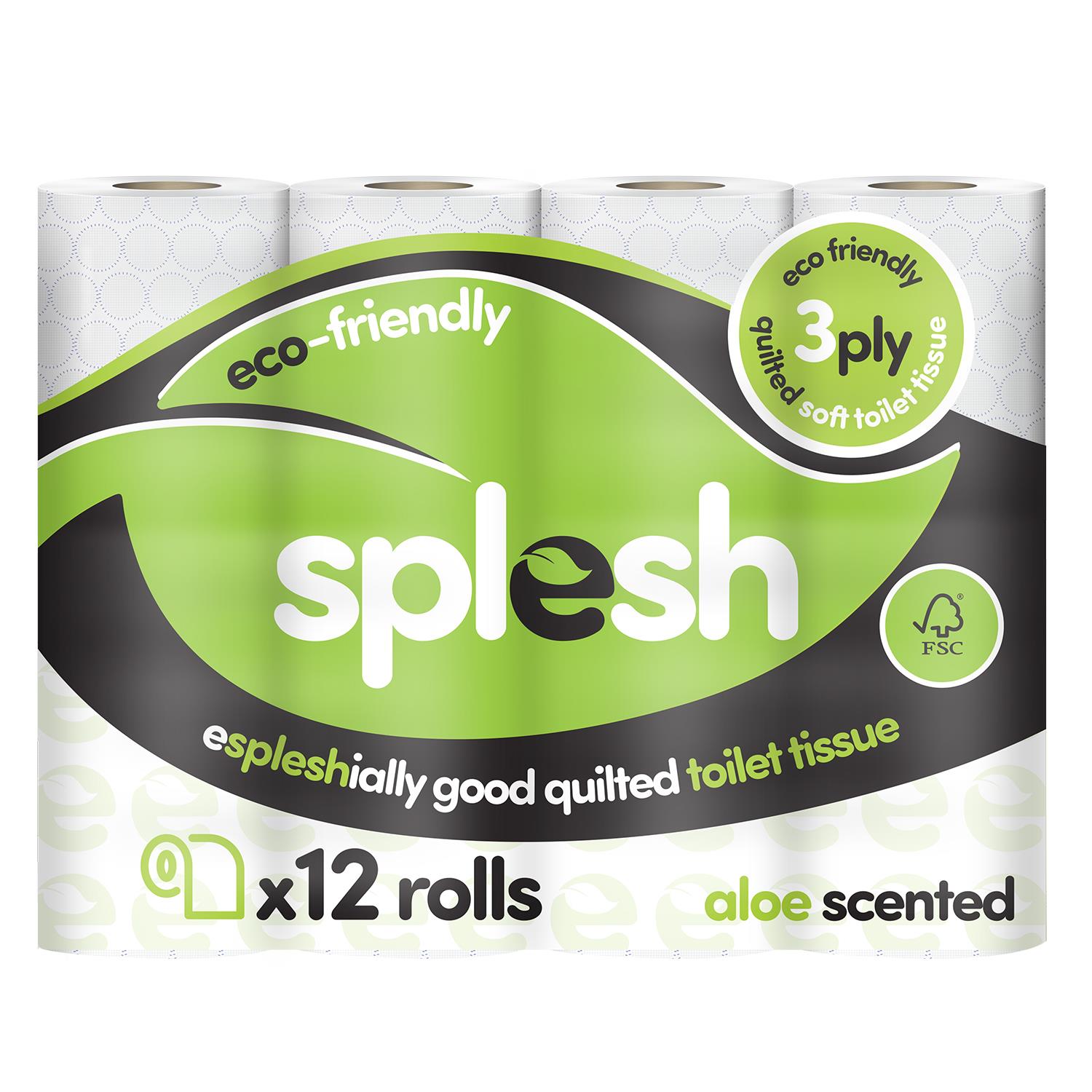 Splesh Soft & Quilted White, Lavender Aloe Vera or Lemon Toilet Tissue, 12 Rolls